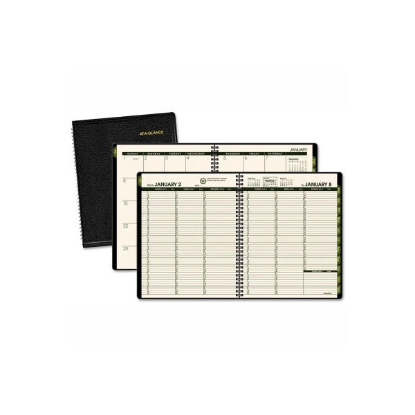 At-A-Glance AT-A-GLANCE Recycled Weekly/Monthly Classic Appointment Book, 8.75 x 7, Black, 2022 70951G05 - main